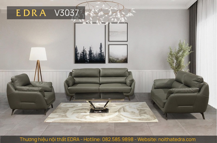 Bộ sofa màu xanh rêu tối màu gồm sofa văng 2200, văng 2000 và ghế đơn 1050